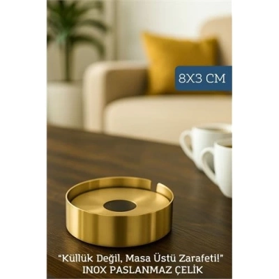 BFS  Gold Inox 1 MM Scotch Çelik Küllük – 8 cm x 3 cm | Modern, Hijyenik ve Dayanıklı Tasarım