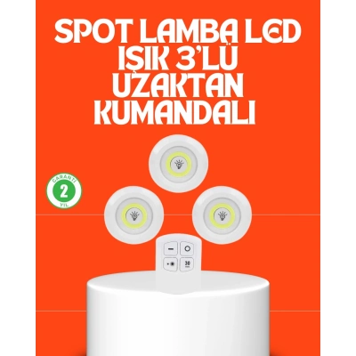 BFS Kablosuz 3 Lü Spot Led Lamba Seti Uzaktan Kumandalı Enerji Tasarruflu Aydınlatma