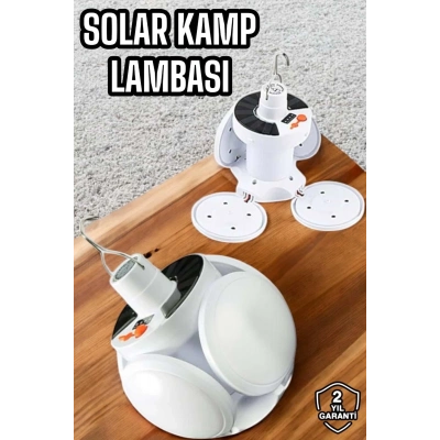 BFS Kamp Lambası Işıldak Beyaz Işık Güneş Enerjili Solar Aydınlatma 5 Kanatlı Katlanabilir