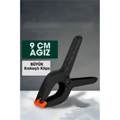 BFS Kıskaç Klips Yaylı Işken ce Plastik Kelepçe Güçlü Mafsallı Çene 9 inç 9 cm ağız