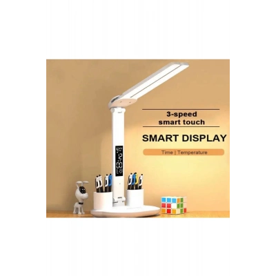 BFS Led Dokunmatik Katlanabilir Masa Lambası Takvim Sıcaklık Saat Şarjlı Masa Lambası