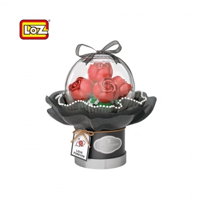 BFS  LZ-1300 LOZ LEDLİ KIRMIZI GÜL BUKETİ 305 PARÇA BLOCK OYUNCAK