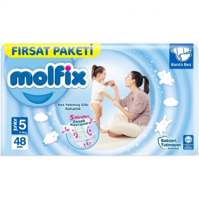 BFS   Molfix Bebek Bezi Fırsat Paketi 5 Beden 11-18 Kg 48 Adet