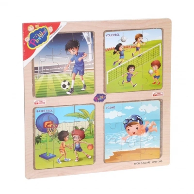 BFS Nessiworld ONY-343/344/345/346 Ahşap Eğitici 4lü Puzzle -Onyıl