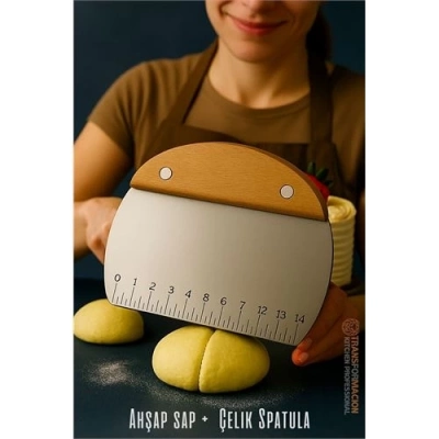 BFS  Pasta Spatulası - Profesyonel Hamur Sıyırıcı - Ölçü Cetvelli Pasta Hamur Spatulası