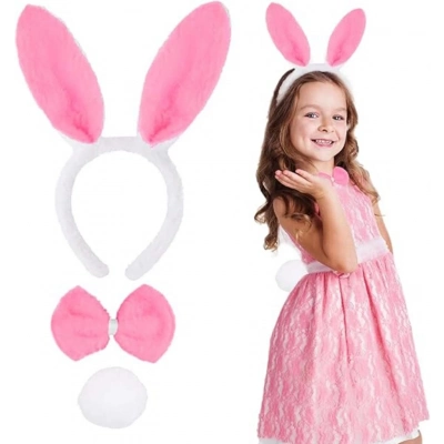 BFS   Pembe Tavşan Kostüm Seti – Taç, Papyon, Ponpon (12’li Paket)