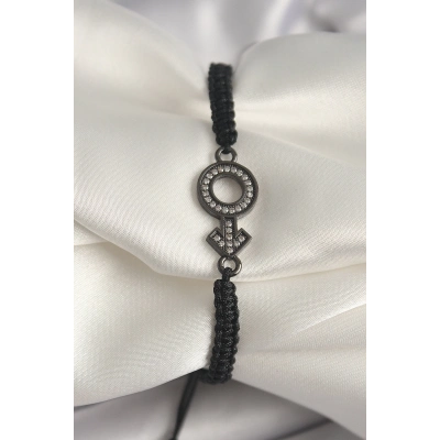 BFS Pirinç Füme Renk Zirkon Taşlı Venüs Mars Asansörlü Makrome Model Kadın Bileklik