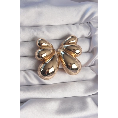 BFS Pirinç Gold Renk İri Bombeli Kelebek Küpe