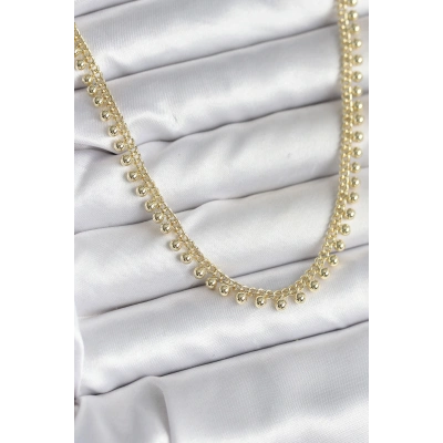 BFS Pirinç Gold Renk Sıralı Topçuk Model Kadın Kolye