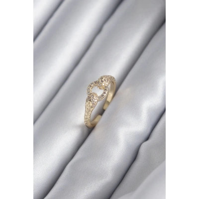 BFS Pirinç Gold Renk Zirkon Taşlı Yılan Model Kadın Yüzük