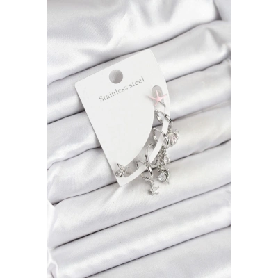 BFS Pirinç Gümüş Renk Set Küpe