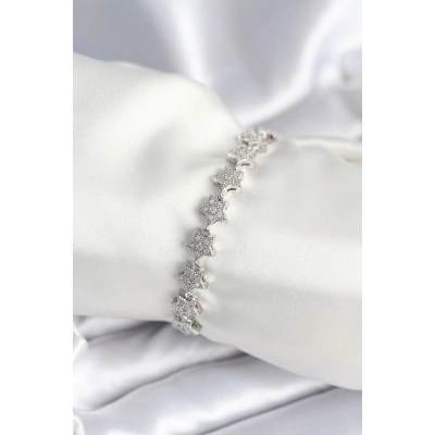 BFS Pirinç Gümüş Renk Yıldız Model Kadın Bileklik