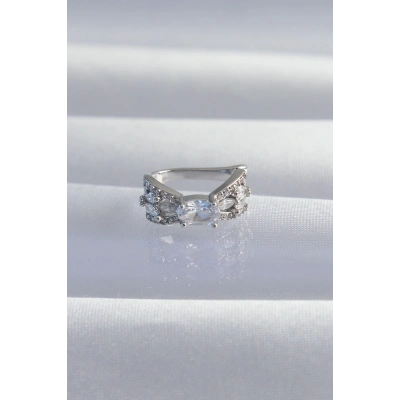 BFS Pirinç Gümüş Renk Zirkon Taş Kaplama Earcuff Küpe