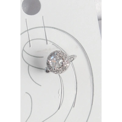 BFS Pirinç Gümüş Renk Zirkon Taşlı Kadın Kıkırdak Model Küpe