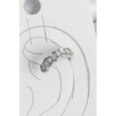 BFS Pirinç Gümüş Renk Zirkon Taşlı Kıkırdak Model Kadın Küpe