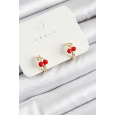 BFS Pirinç Kiraz Model Gold Renk Çocuk Küpe