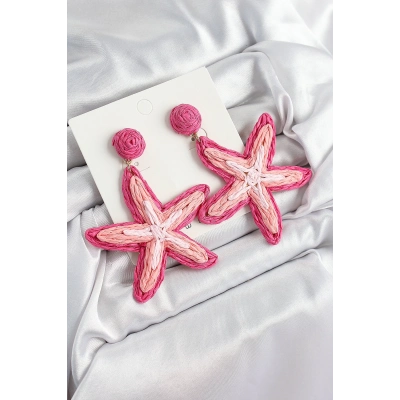 BFS Pirinç Pembe Deniz Yıldızı Model Gold Renk Kadın Hasır Küpe