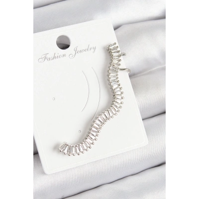 BFS Pirinç Su Yolu Model Gümüş Renk Sağ Kıkırdak Küpe