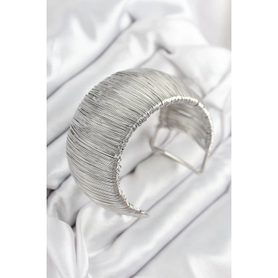 BFS Pirinç Tel Sarma Model Gümüş Renk Kadın Bileklilk