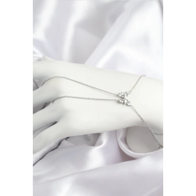 BFS Pirinç Zirkon Taşlı Kelebek Model Gümüş Renk Şahmeran