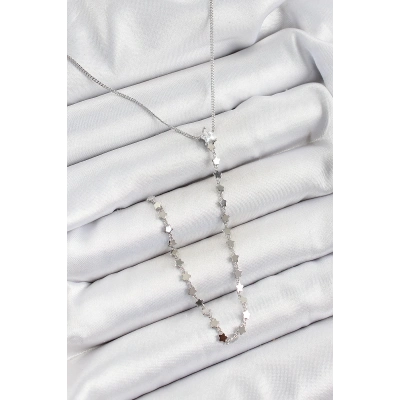 BFS Pirinç Zirkon Taşlı Yıldız Figürlü Y Model Gümüş Renk Kadın Kolye