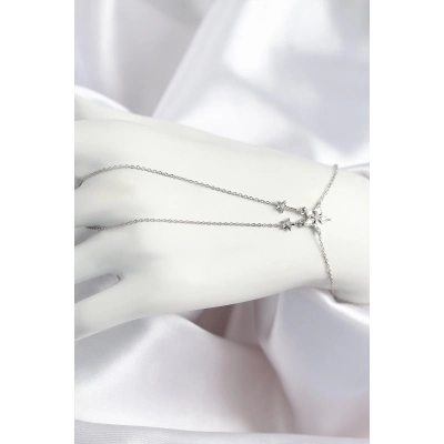 BFS Pirinç Zirkon Taşlı Yıldız Model Gümüş Renk Şahmeran