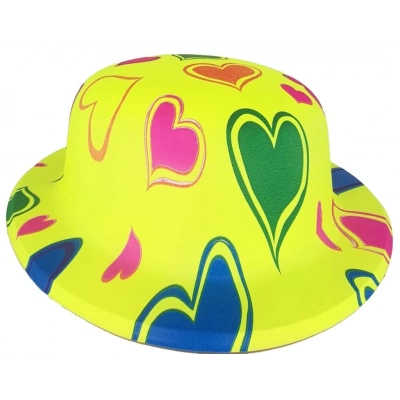 BFS   Plastik Neon Desenli UV Işık Parti Şapkası Sarı 1 Adet