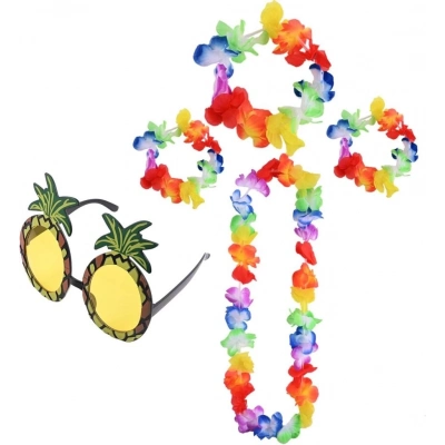 BFS   Renkli Ananas Gözlük, Taç, Kolye ve Bileklik Seti