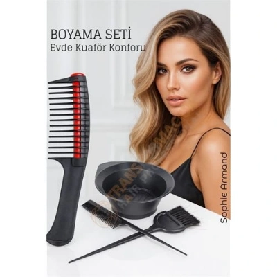 BFS Saç Boyama Seti 3’lü ve Saç Boya Sıyırıcı Tarak, Seti Fırça, Boya Kabı ile Profesyonel Uygulama Kolaylığı