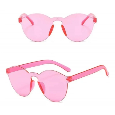 BFS Sert Mika Oval Şekilli Çerçevesiz Pembe Gözlük Retro Parti 5x14 Cm