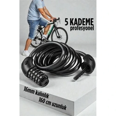 BFS Şifreli Bisiklet Kilidi 16 mm Kalınlık 160 cm Scooter Motosiklet Kilidi - Çelik Kablo