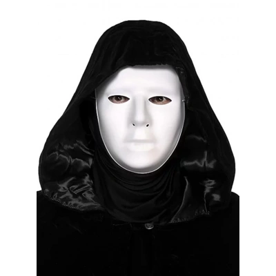 BFS  Siyah Kapüşonlu 120 cm Pelerin ve Beyaz Boyanabilir Tam Yüz Maske