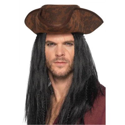 BFS   Siyah Saçlı Kaptan Korsan Şapkası