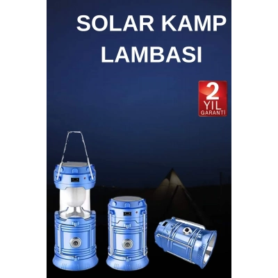 BFS Solar Şarjlı Kamp Lambası Güneş Enerjili Kızaklı Kamp Feneri Çadır Feneri Led Işıldak