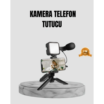 BFS Telefon Video Çekim Kiti LED Aydınlatma Mikrofon Tripodlu Tam Set