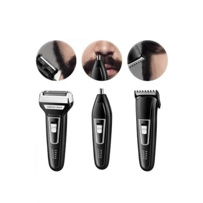 BFS Tıraş Makinesi 3 Başlıklı T Başlıklı Hassas Ciltlere Özel Saç Sakal Vücut Kulak ve Burun