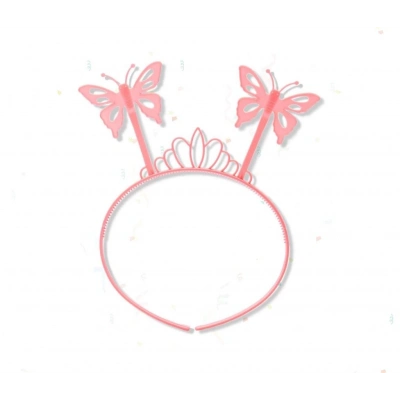 BFS   Toz Pembe Renk Kelebek Kanadı Tacı ve Sopası 50x37 cm