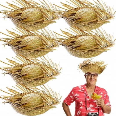 BFS   Tropikal Parti Naturel Hasır Hawaii Şapkası 13x36 cm