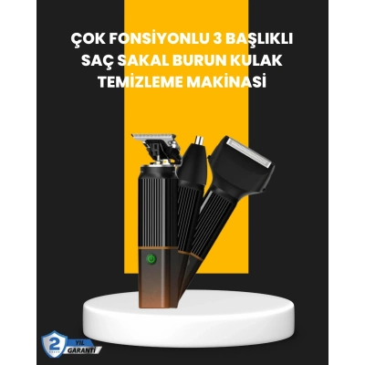 BFS USB-C Şarjlı 3 in 1 Erkek Bakım Cihazı – Sessiz Motorlu Saç ve Sakal Kesme Makinesi