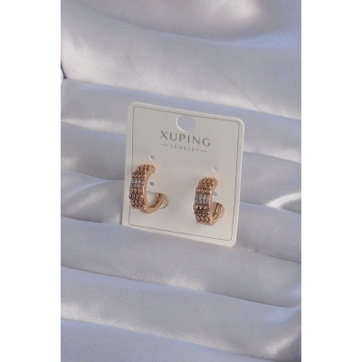 BFS XUPİNG Rose Renk Zirkon Taşlı İşlemeli Halka Küpe