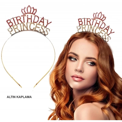 ÇOK SATAN Birthday Princess Kristal Taç – Altın Kaplama