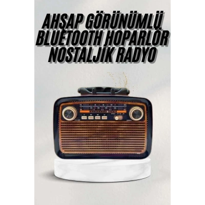 ÇOK SATAN Bluetooth Hoparlör Ahşap Renk Vintage Işıklı Nostaljik Radyo Fm Ahşap Görünümlü