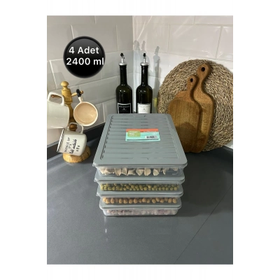 ÇOK SATAN Buzdolabı Düzenleyici Buzdolabı Saklama Kabı Buzluk Kabı 2400 ml ( 4 Adet )