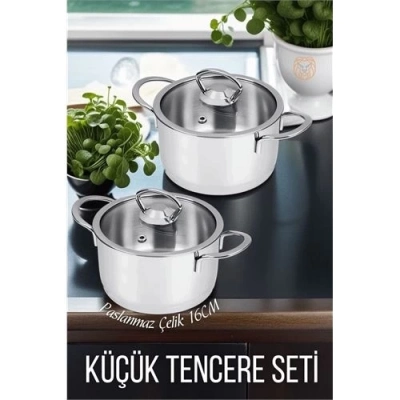 ÇOK SATAN BX 2 li Paslanmaz Çelik Tencere Seti 16 cm
