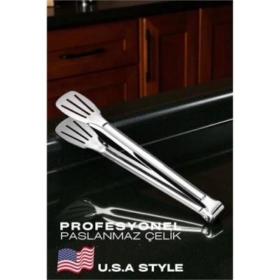 ÇOK SATAN BX Amerikan Tip Mutfak Maşası 304 Paslanmaz Çelik Makarna Pasta Salata Çok Amaçlı Maşa