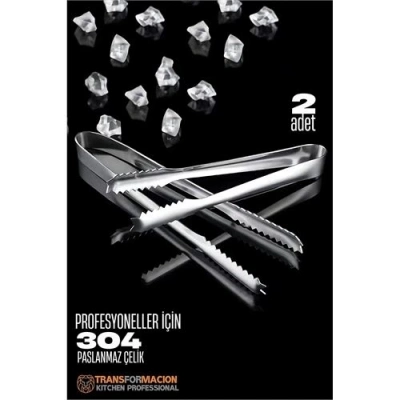 ÇOK SATAN BX Buz Maşası - Şeker Limon Maşası Kokteyl Servis Maşası 2li PAKET 304 Paslanmaz Çelik