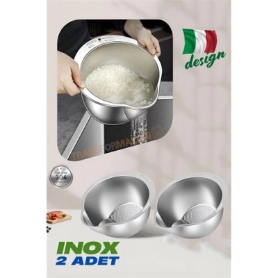 ÇOK SATAN BX Inox Süzgeç Pirinç Makarna Salata Süzgeci 304 Paslanmaz Çelik 2 ADET