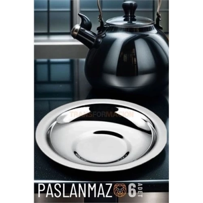 ÇOK SATAN BX Veneta 6 Adet Metal Çay Tabağı Seti