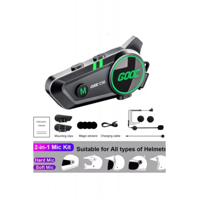 ÇOK SATAN C50 2x Motosiklet Intercom Kask Kulaklık 1000 Mah Rgb Işıklı Çift Eşleşme