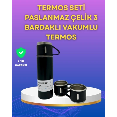 ÇOK SATAN Çelik Termos Bardak Seti | 500 ml Kapasite, Kaymaz Taban, Hediye Kutulu